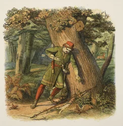 Muerte de Guillermo el Rojo, o Rufus, 1100, de Una Crónica de Inglaterra BC 55 a AD 1485, pub. Londres, 1863